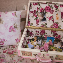 Декориран шаби шик куфар за спомени и снимки